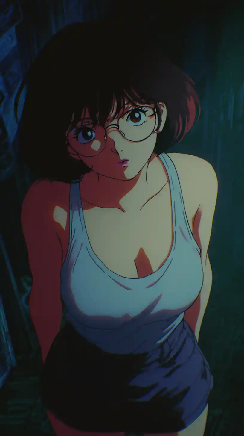 Écolière pensive avec lunettes dans un portrait serré et sombre