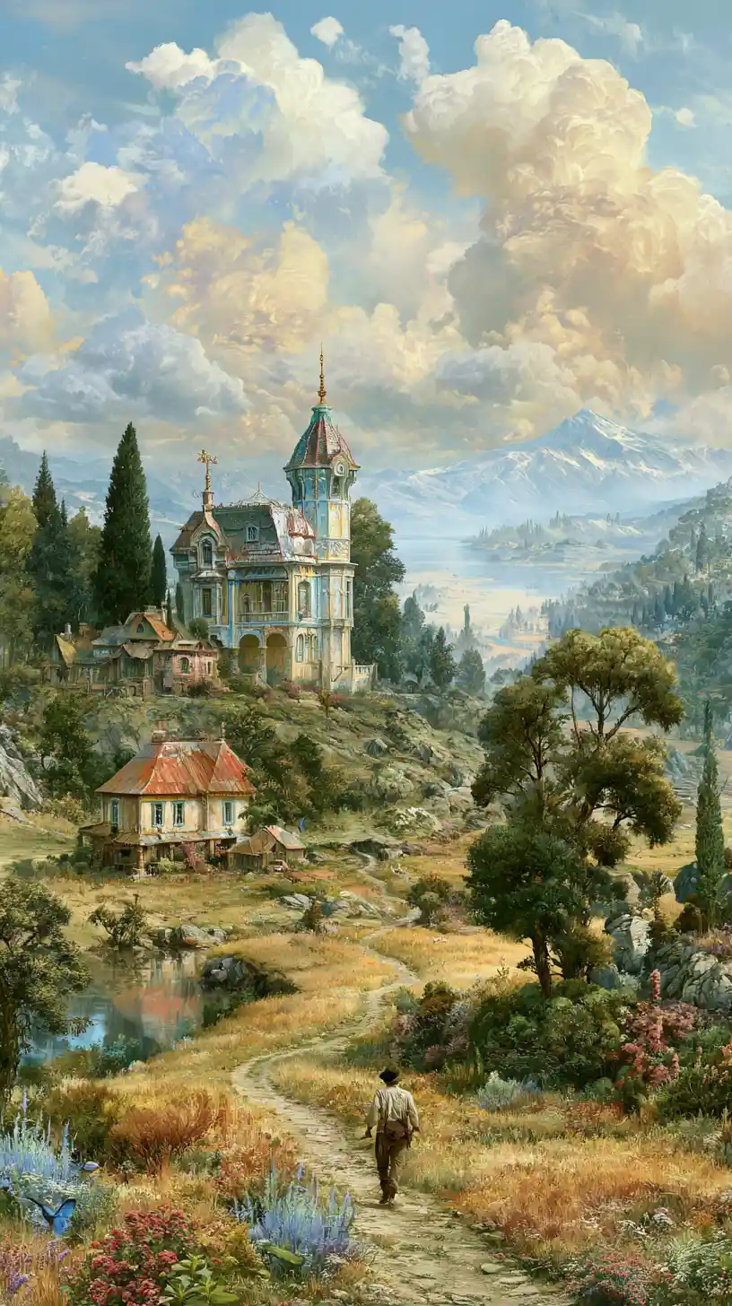 Fantasy land of milk and honey in dreamy illustration