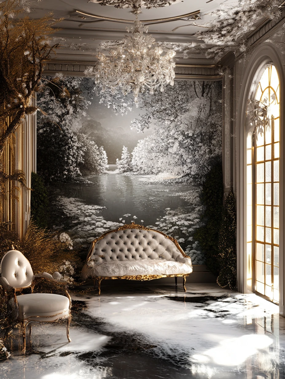 Design de interiores de luxo surreal inspirado no icônico branding da Chanel