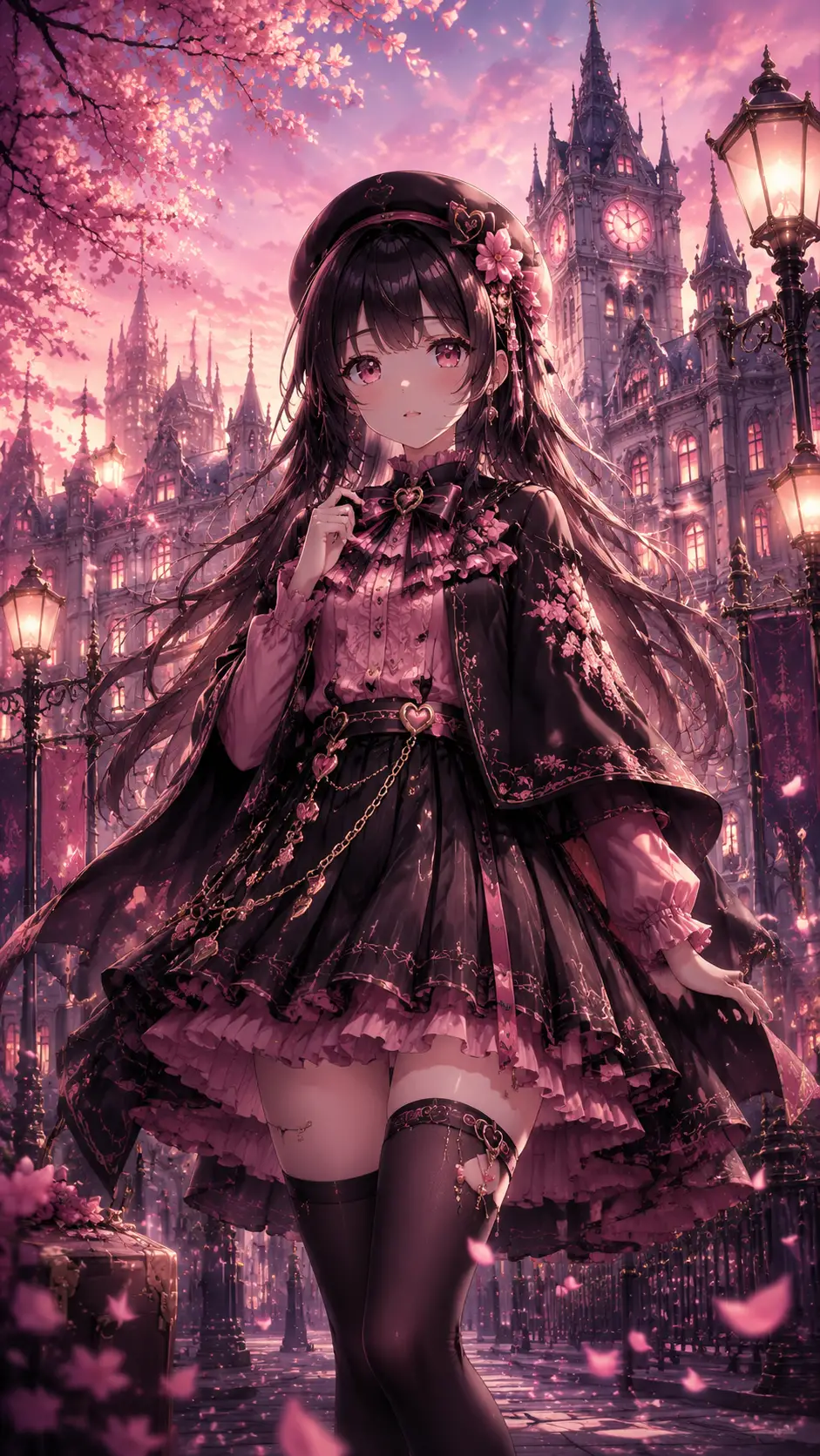 夢幻街道上的哥德蘿莉塔風動漫少女