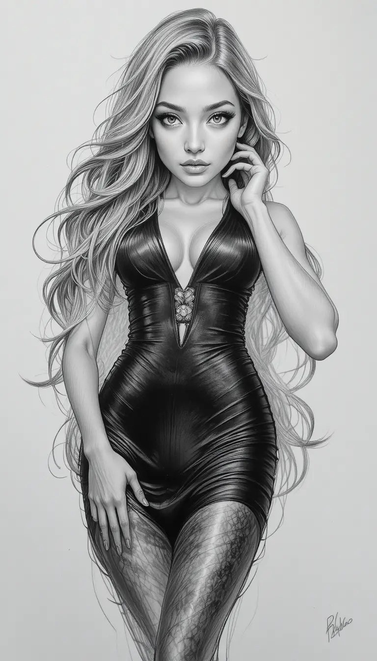 Portrait en noir et blanc d’une femme aux cheveux ondulés