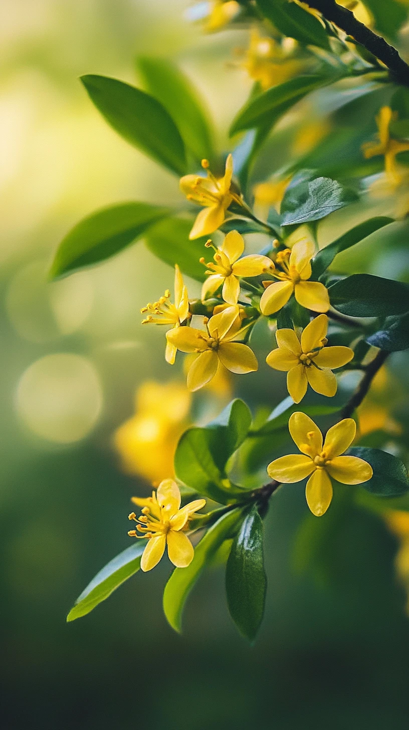 Close-up de flores amarelas na suave luz natural ao ar livre