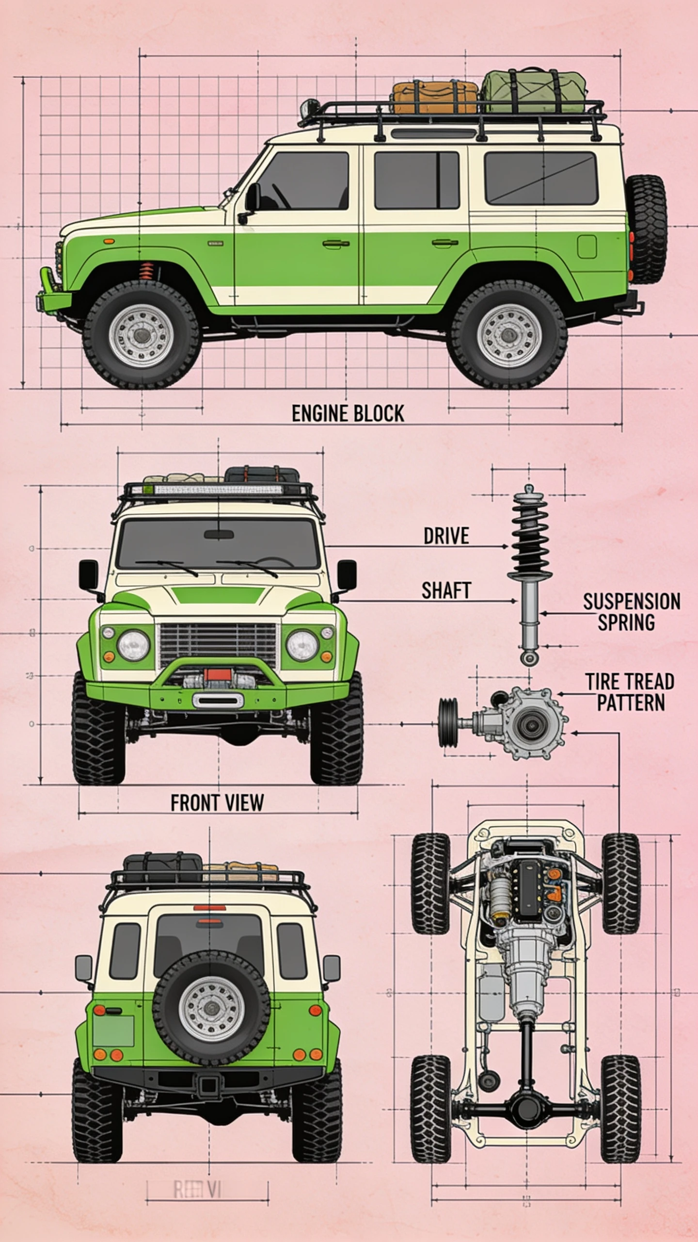 客製越野 4x4 車輛佈局技術藍圖