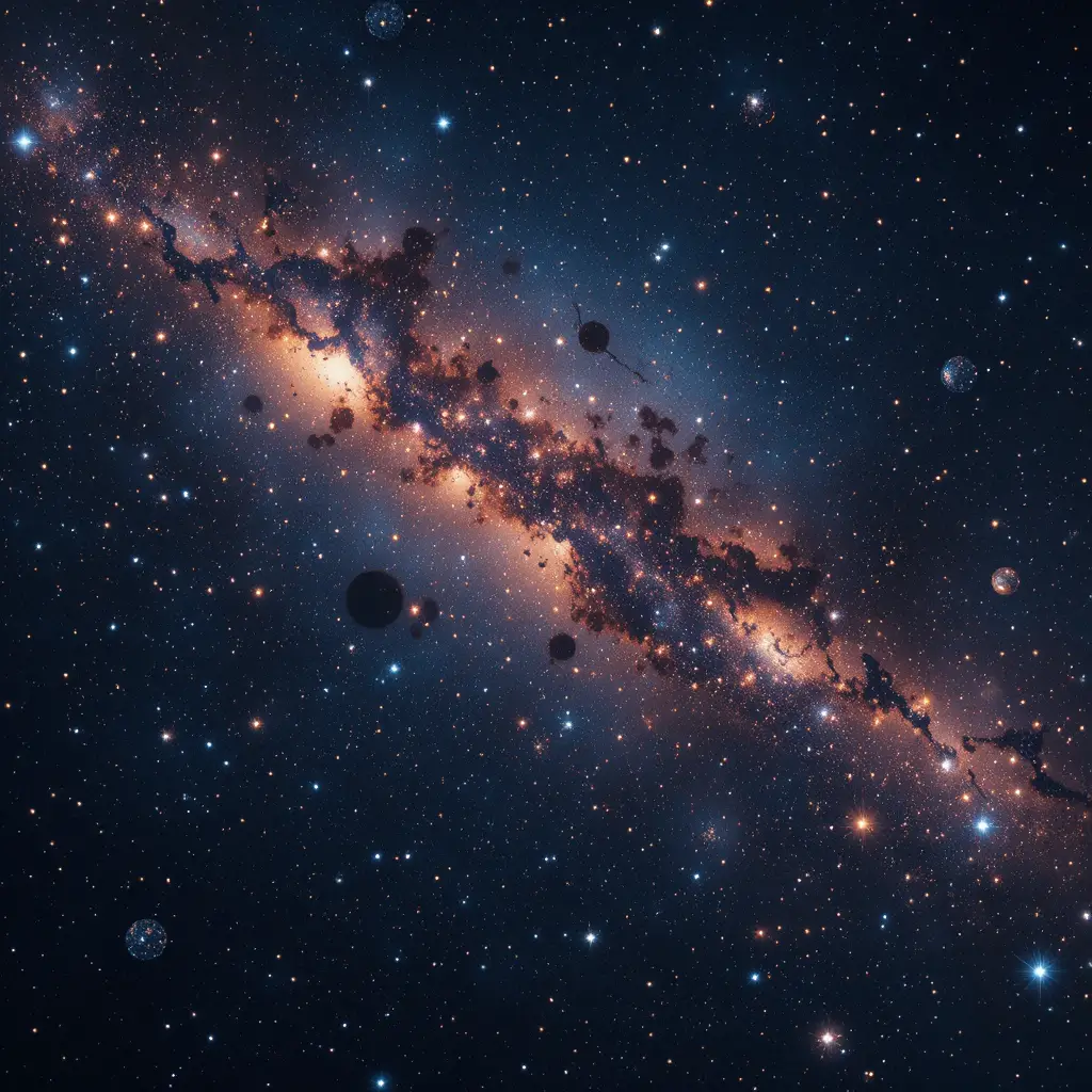 Weites Universum voller leuchtender Sterne, Galaxien und Nebel
