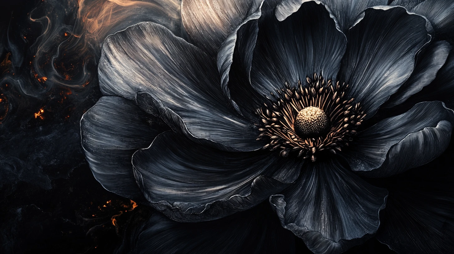 Gigantesca Flor Escura Florescendo sob um Eclipse Total