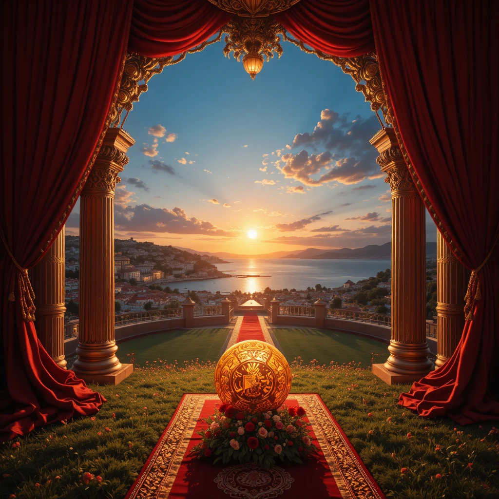 Fantasy tribute to Spain football under glowing sky