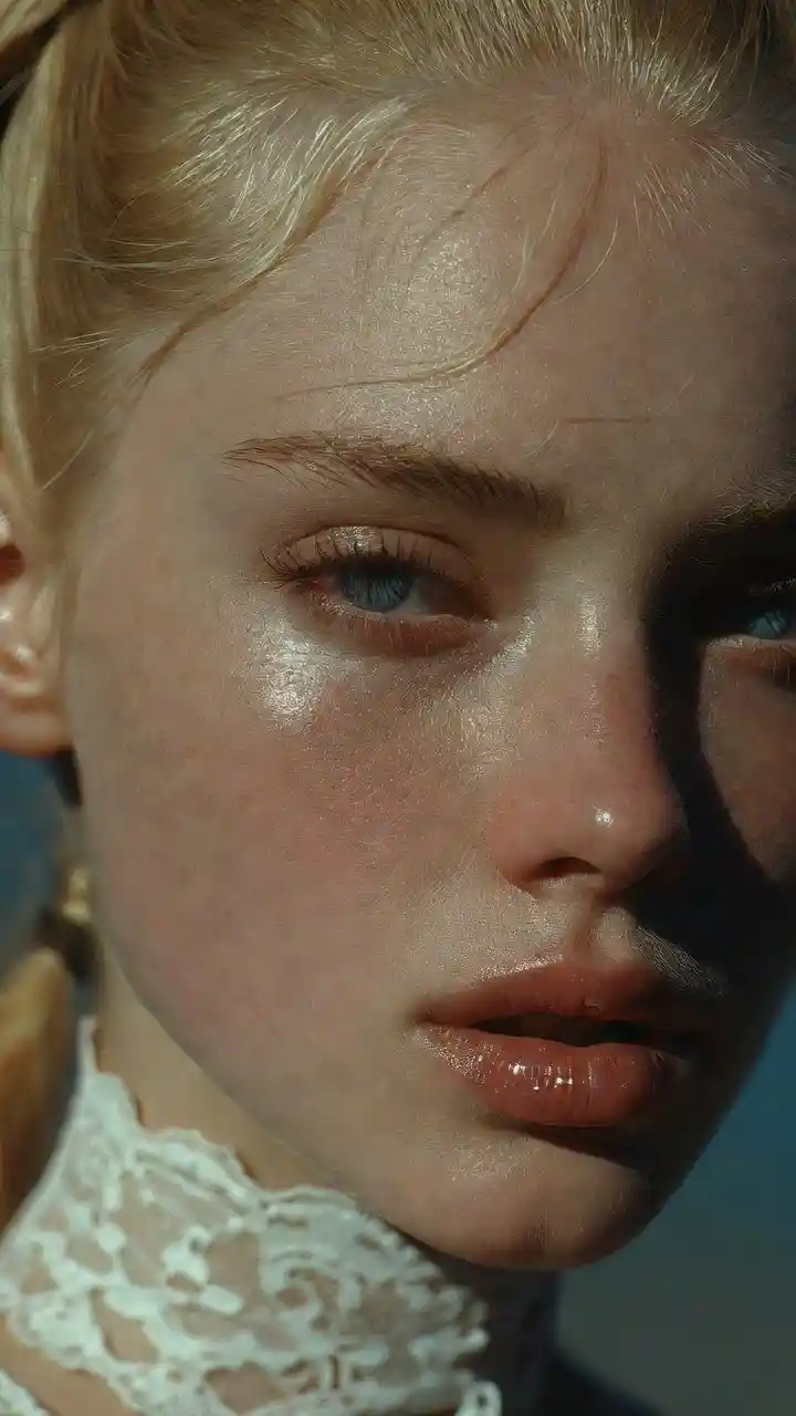 Ritratto cinematografico Technicolor di ragazza emo in primissimo piano