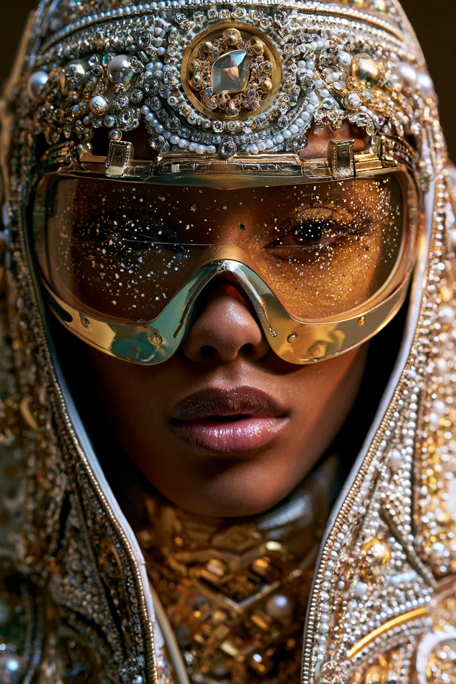 Ville cyberpunk surréaliste et glamour dans un style fantasy luxueux