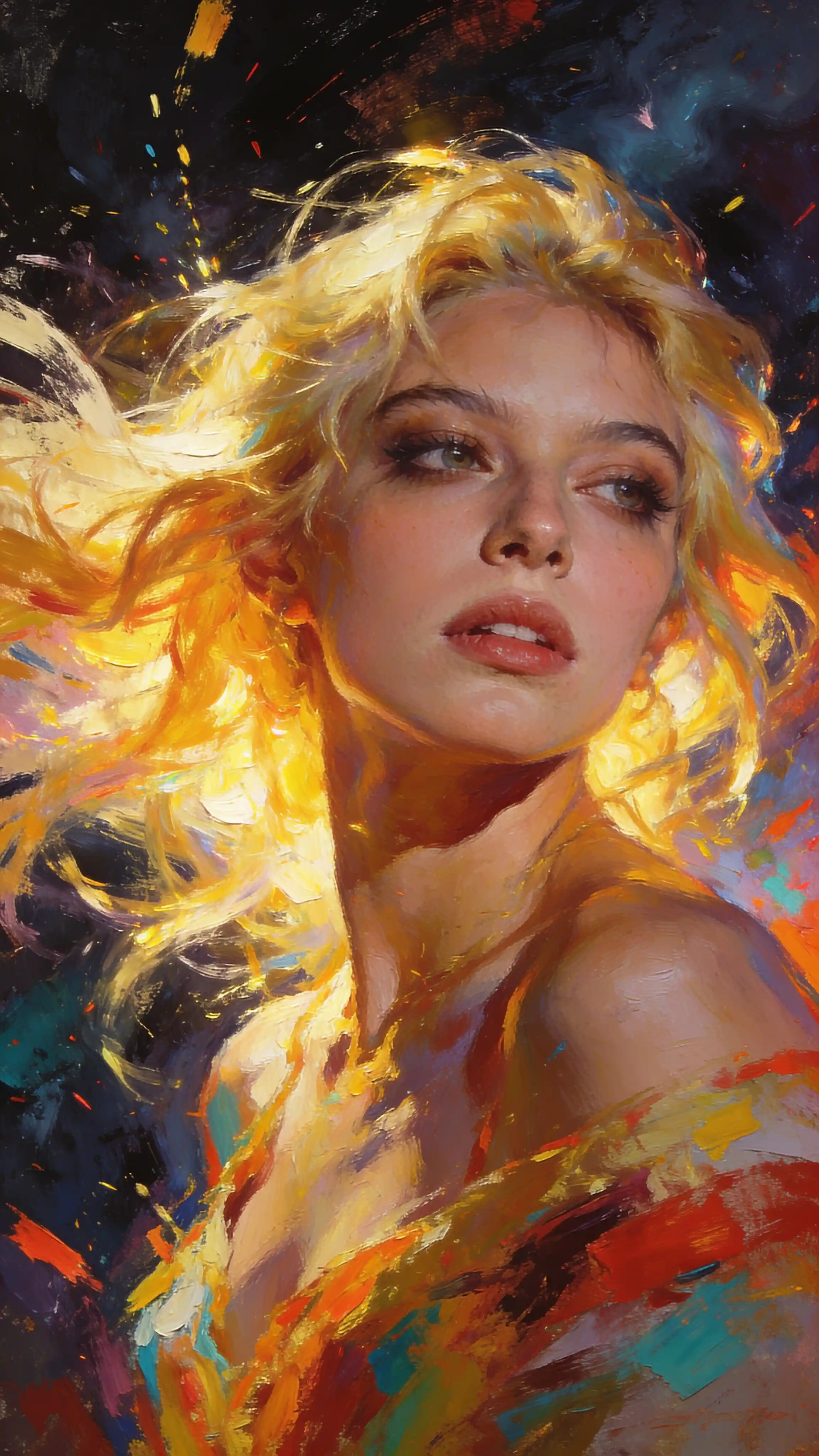 Blonde woman portrait in expressive digital painting style