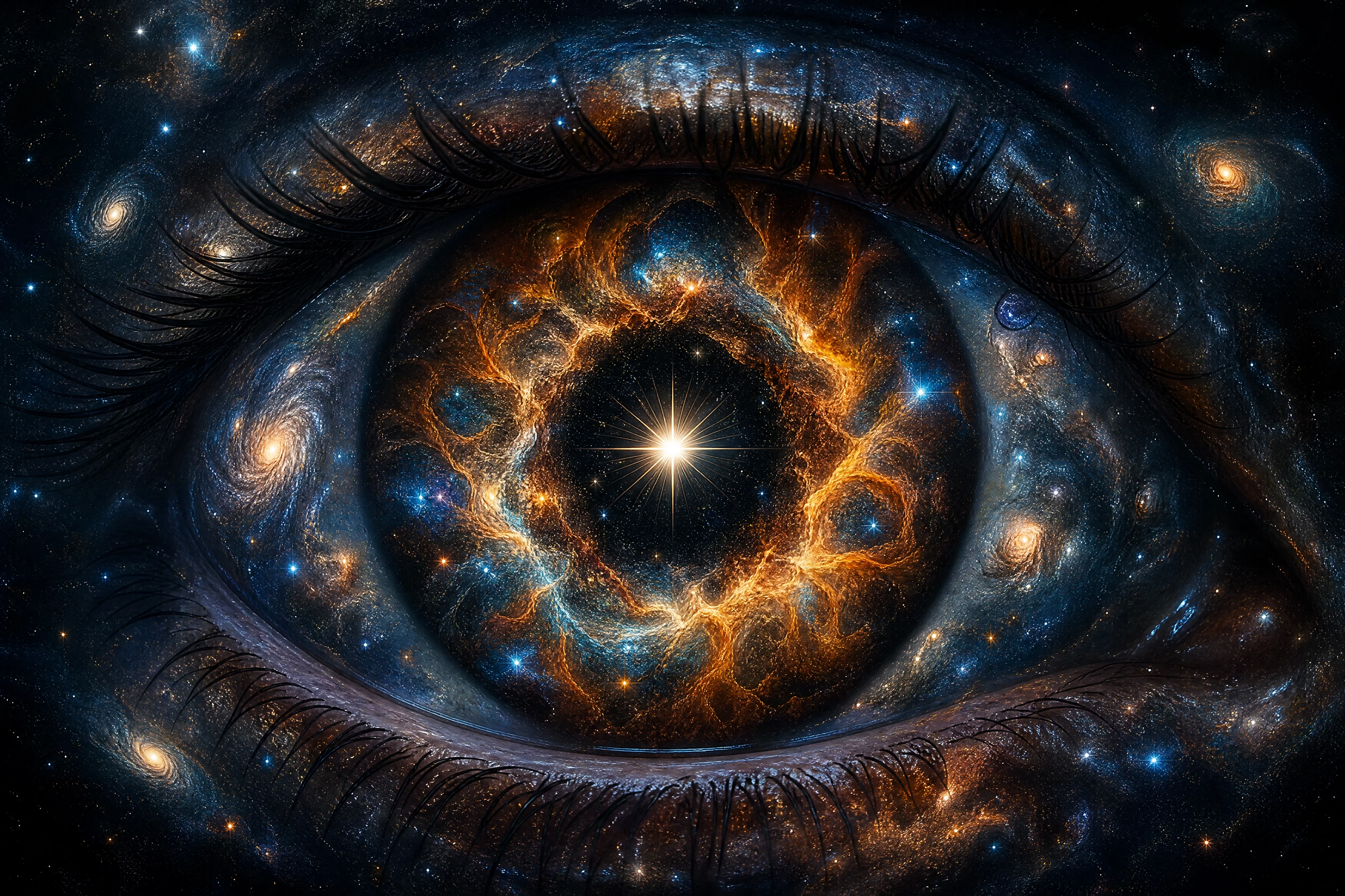 人類眼中旋繞的超現實宇宙銀河