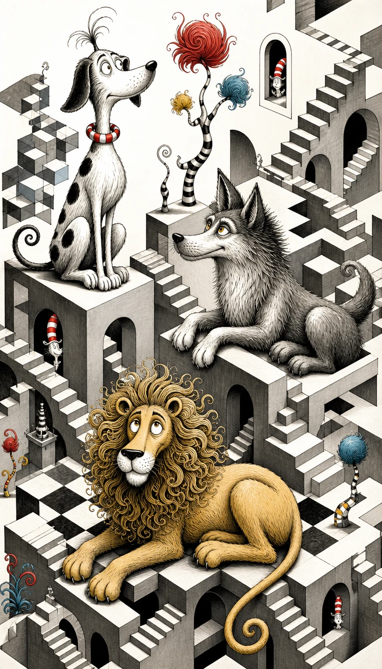 Surreale digitale Illustration fantastischer Tierformen
