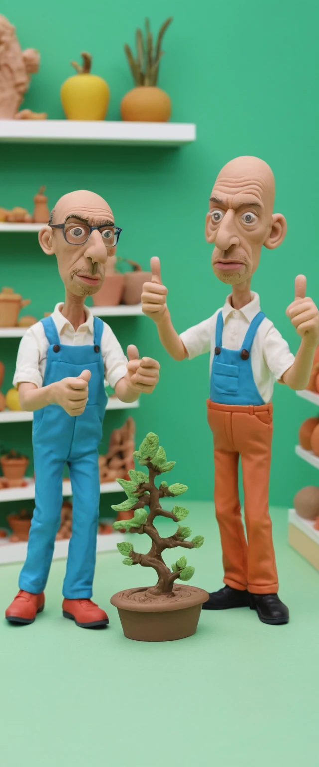 Knetfiguren, die in einem Klimaanlagenladen kämpfen