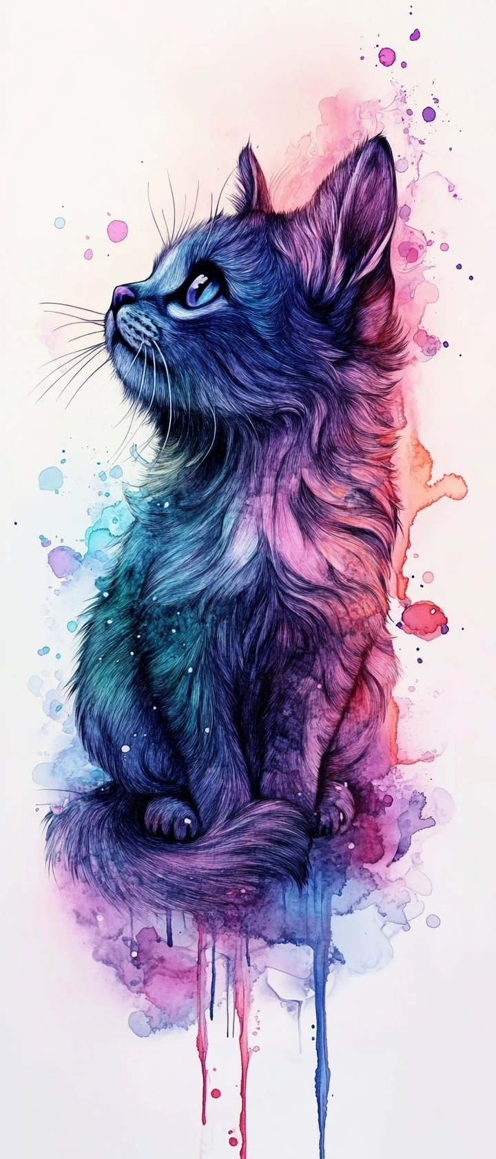 Dessin surréaliste à l’encre d’un animal mignon et serein aux tons pastel