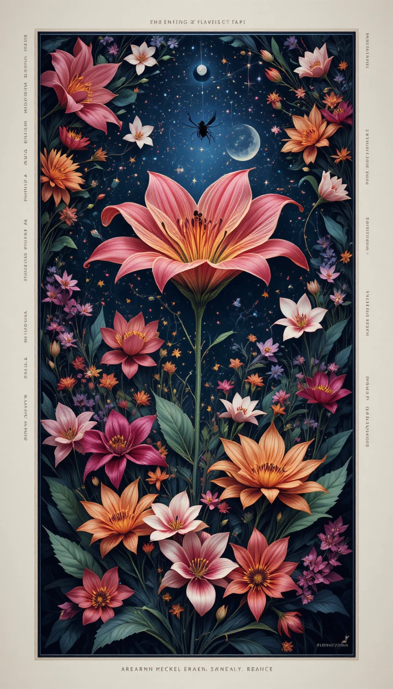 Kosmische Vektorillustration einer leuchtenden Spinnenlilien-Blume