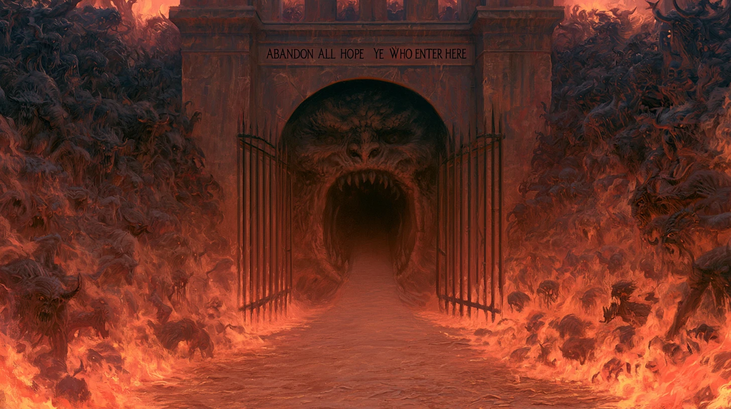 Caminho Desolado que Leva ao Ardente Portão Demoníaco do Inferno