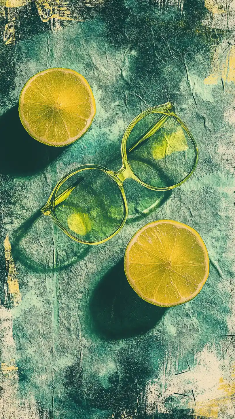Retro photo of eyeglasses on scratched paper background