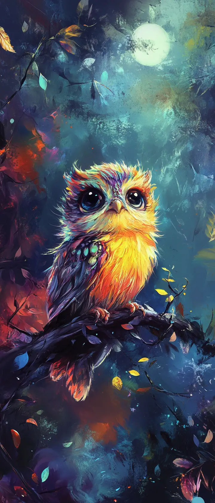 Cute painterly animal in a vibrant fantasy dreamscape