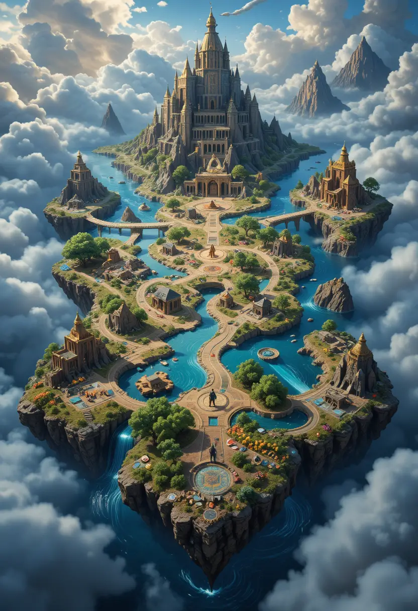 俯視奇幻桌遊世界地圖