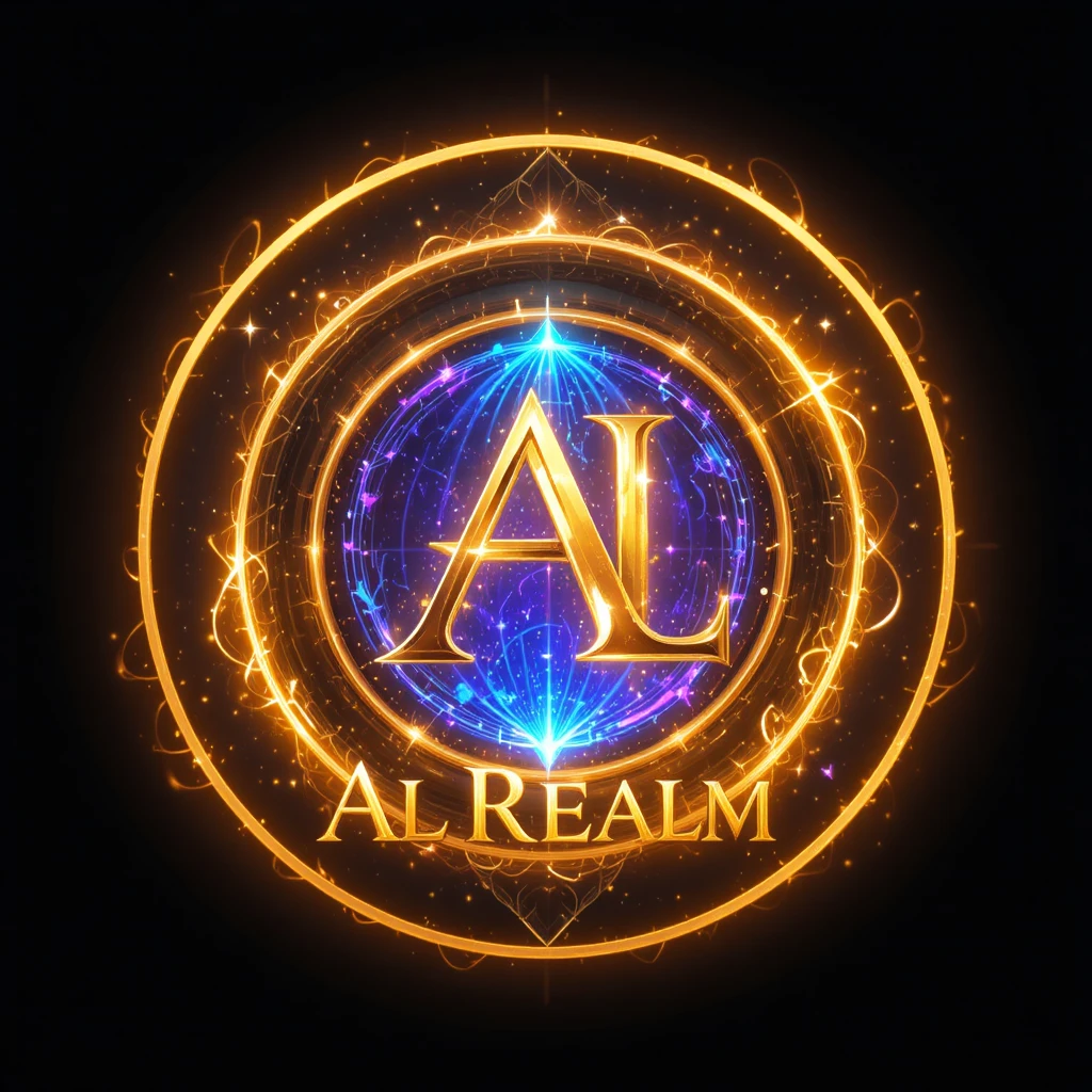 Geheimnisvolles rundes Logo mit leuchtendem Portal und AL-Monogramm