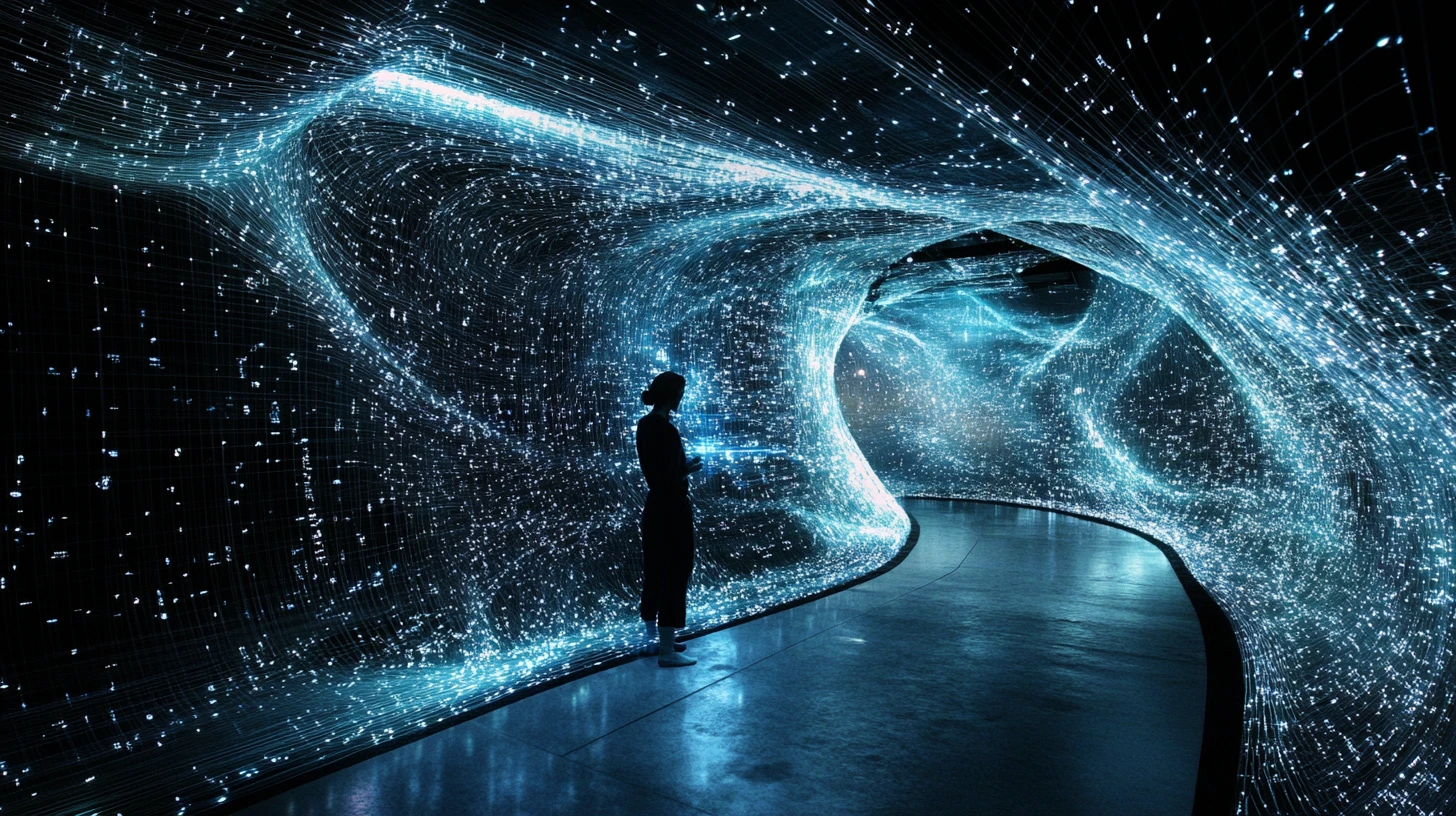 Himmlischer Kunsthandwerker, der leuchtende Fäden einer sich wandelnden Realität webt