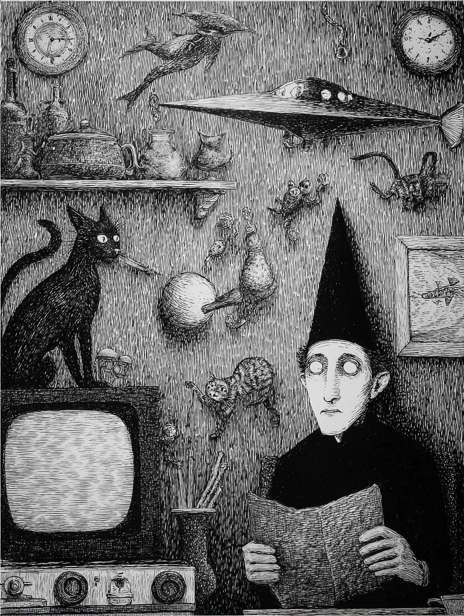 Eerie Plague Doctor In A Vintage Surreal Kitchen Scene