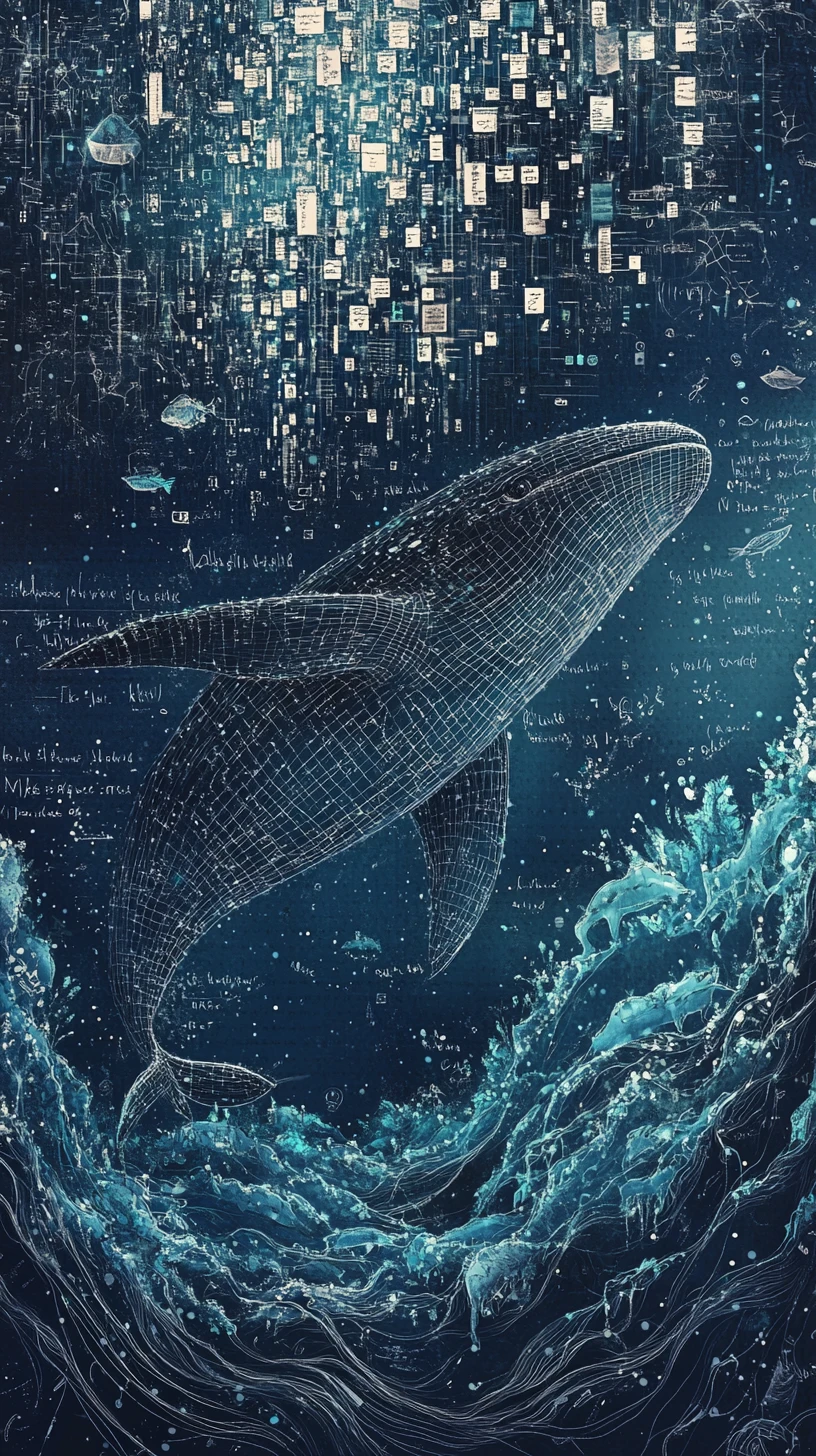 Oceano infinito de dados fluindo como ondas de informação surreais