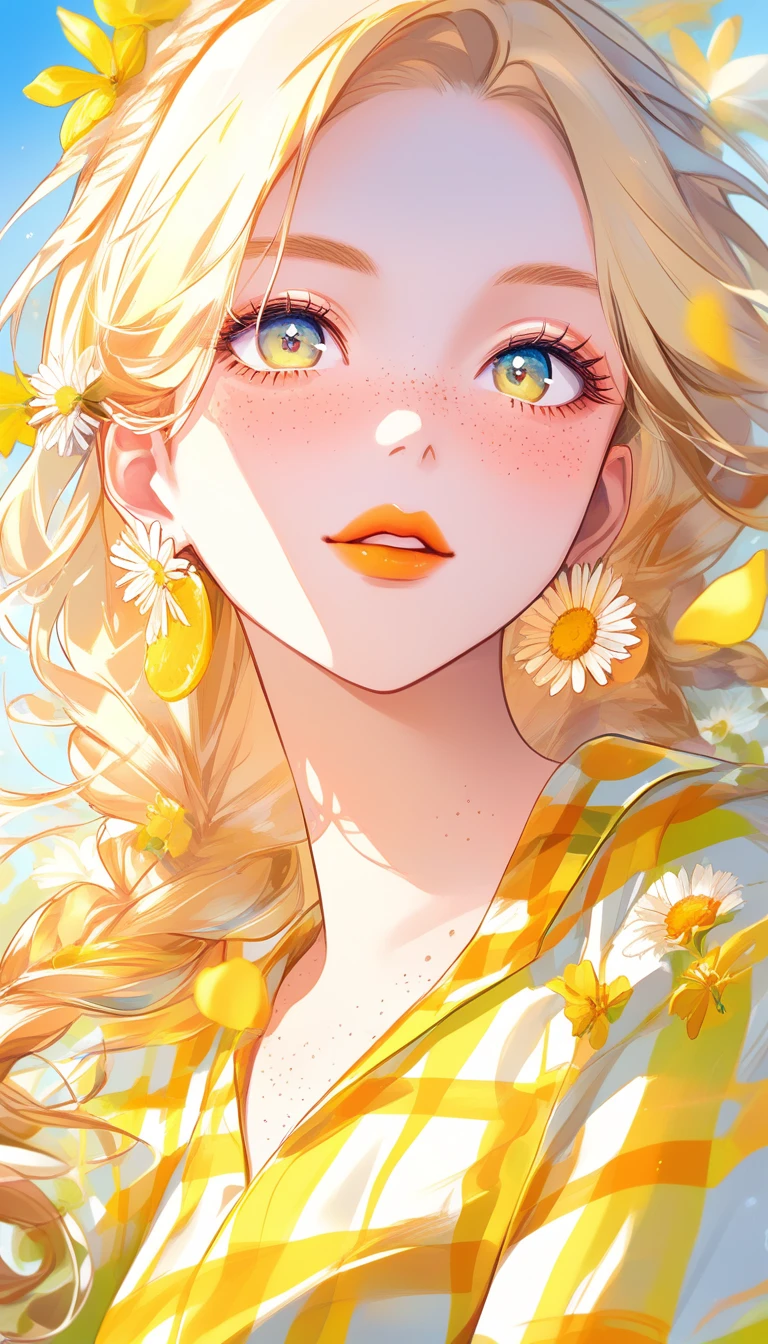 Retrato em aquarela de garota alegre com trança de verão
