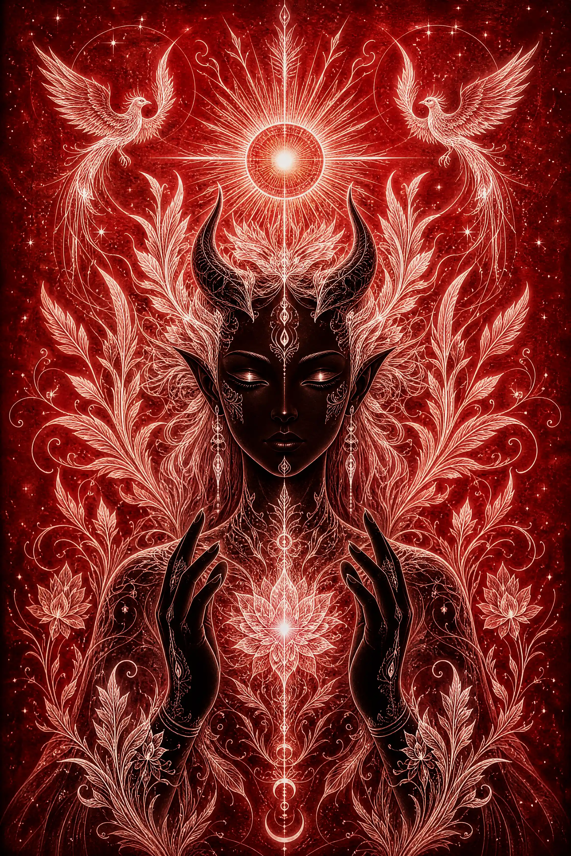 空靈惡魔女像與閃耀靈性對稱