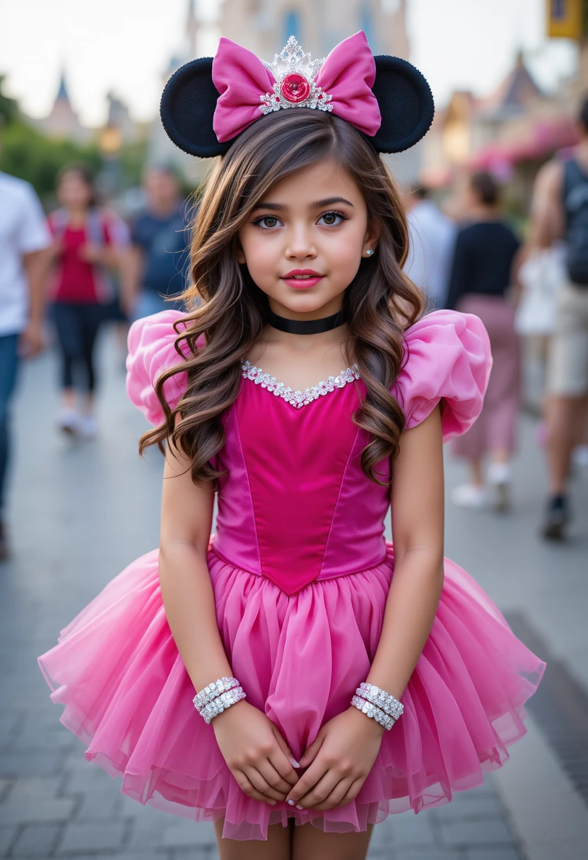 Menino com vestido de princesa rosa na Disney