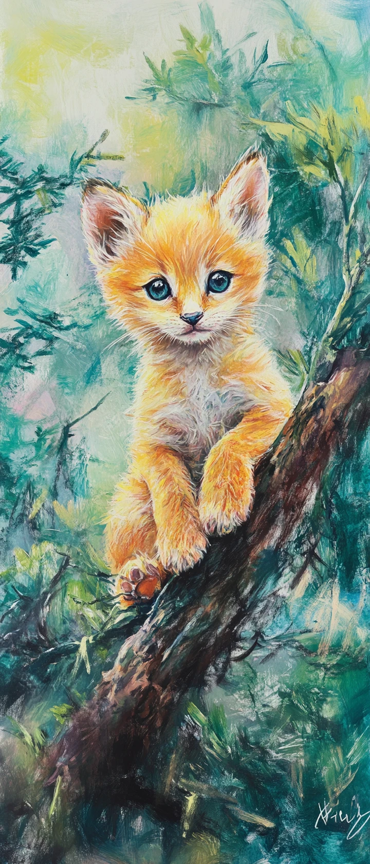 Dessin d’animal mignon dans une scène sereine inspirée de la nature