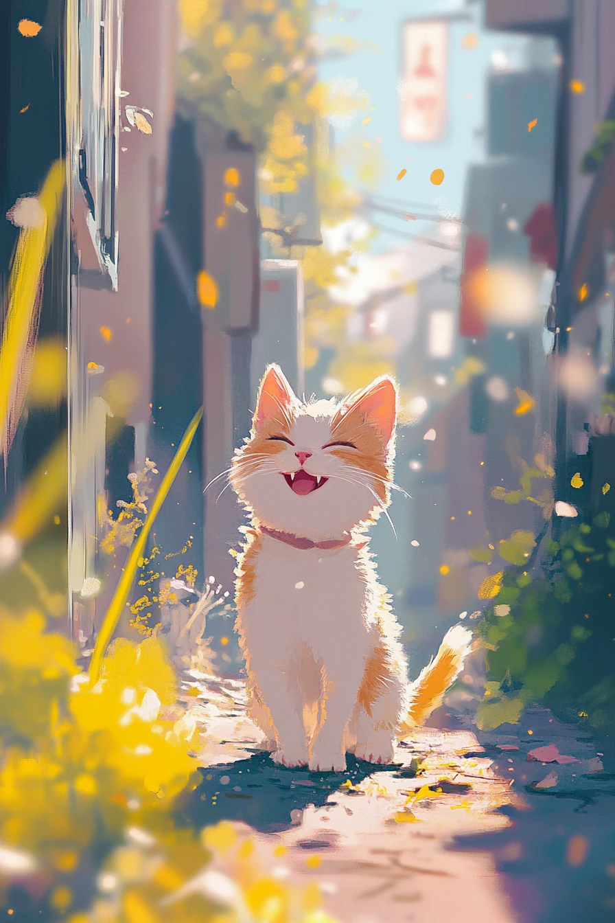 Niedliches Anime-Mädchen in heller, verspielter Pastellillustration