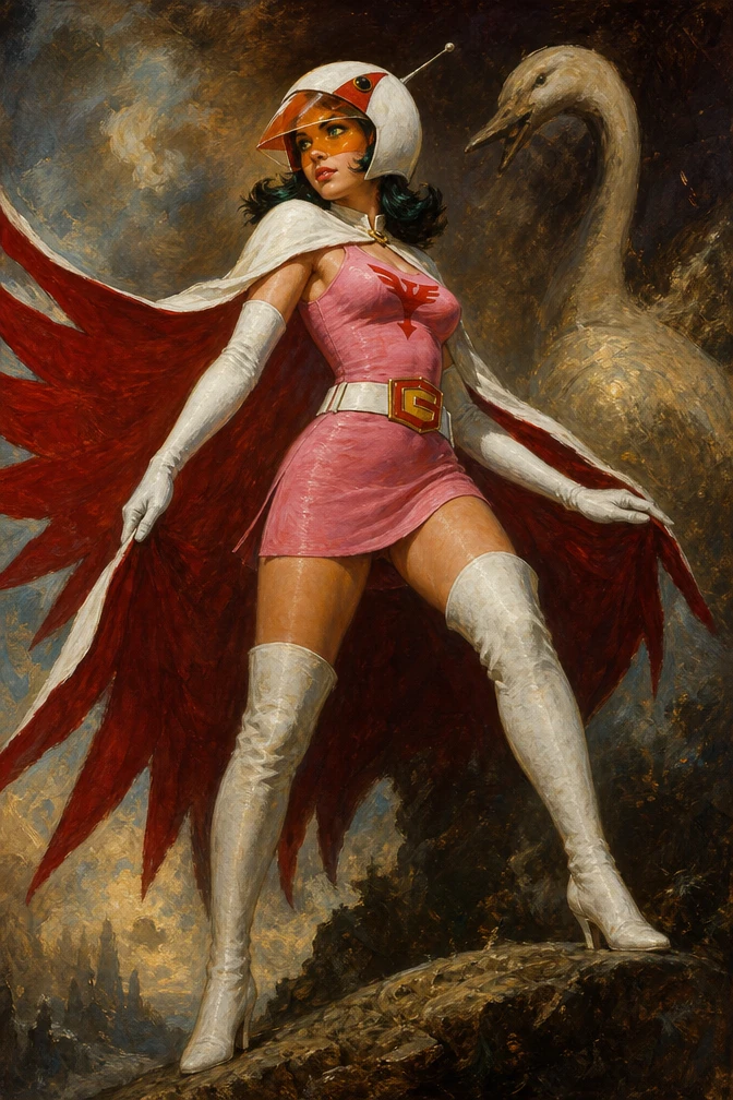 Eroina Sensuale Fantasy in Drammatica Pittura a Chiaroscuro