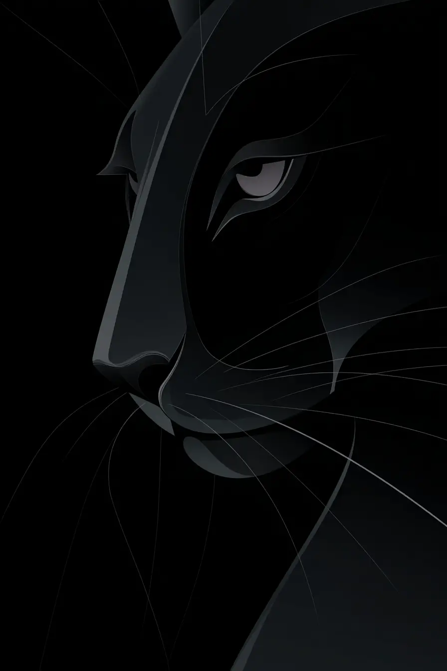 Minimalistischer schwarzer Panther mit markanten Vektorlinien