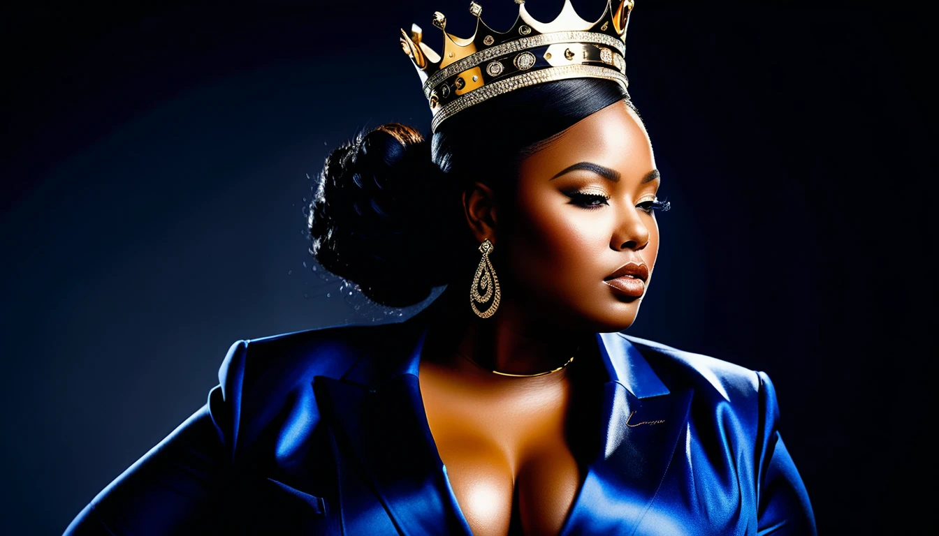 Portrait de mode assuré d’une femme noire aux formes généreuses