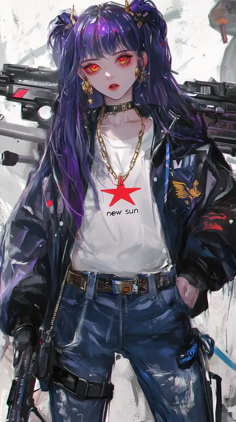 未來荒原中的棒球棍龐克系動漫少女
