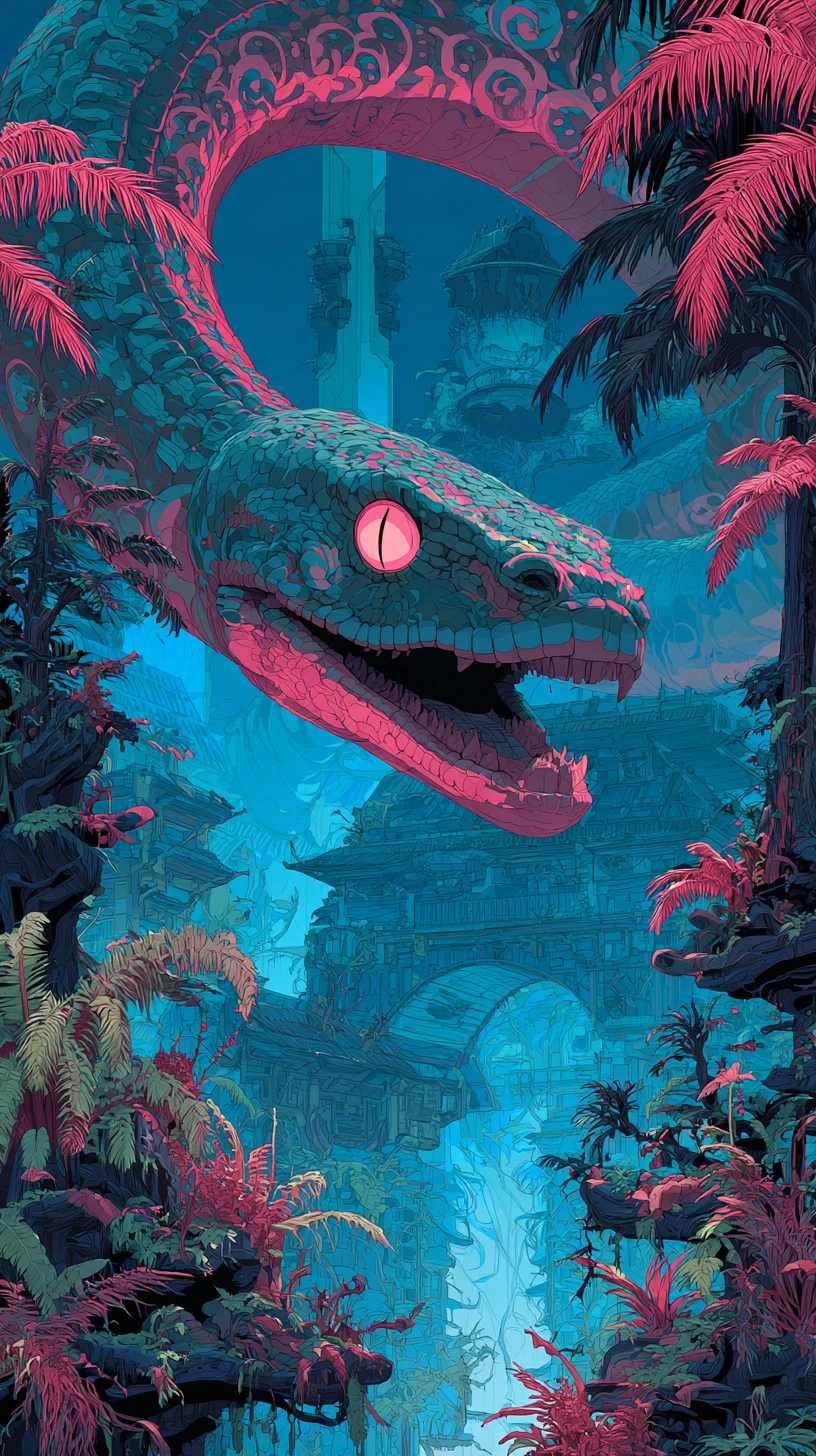 Dragón Colosal de Estilo Inca en un Vívido Paisaje Fantástico