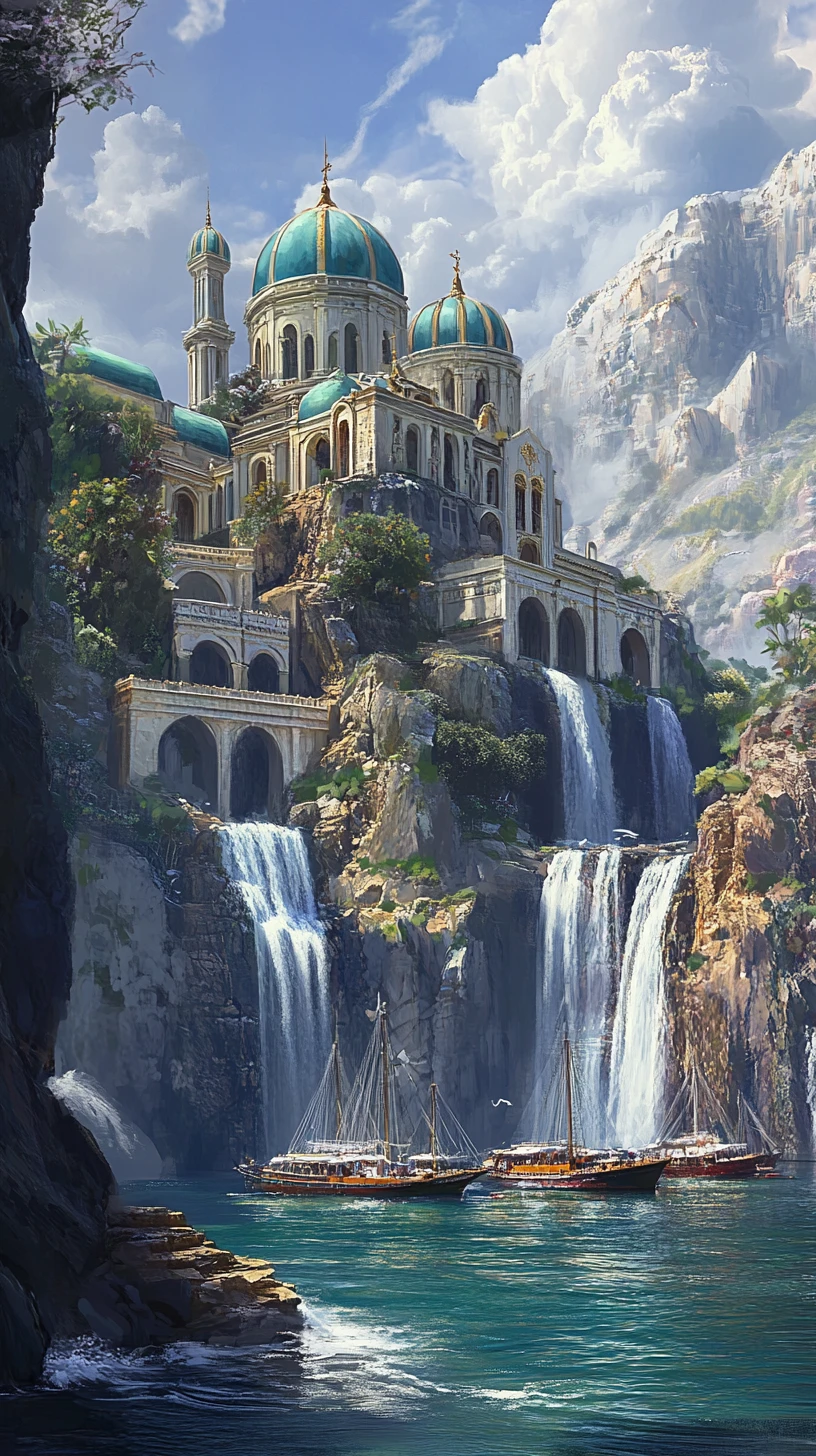 Monastero da fiaba che domina scogliere terrazzate e mare turchese