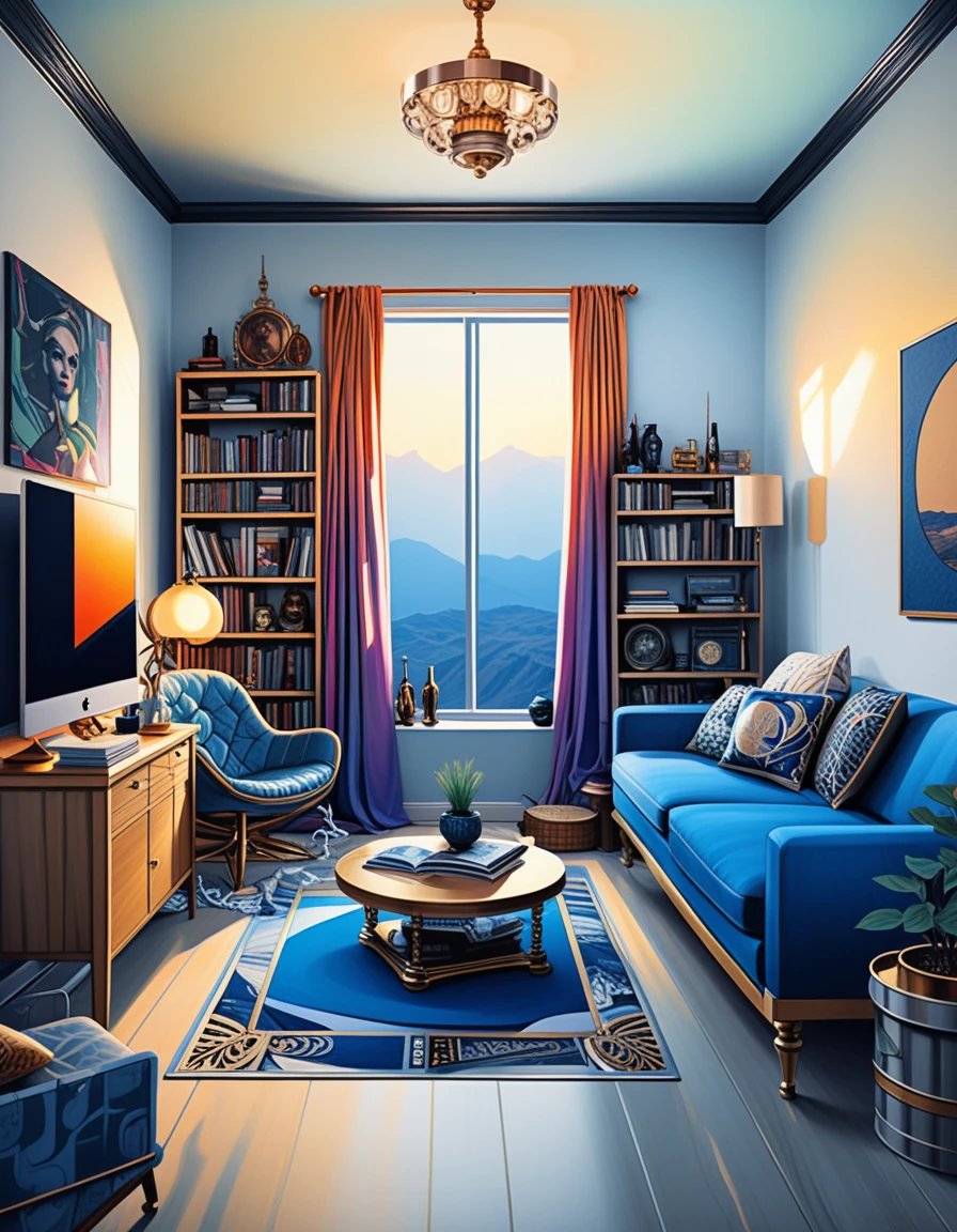 Stimmungsvolles 3D-Interior: Wohnzimmer im eklektisch-hexenhaften Stil