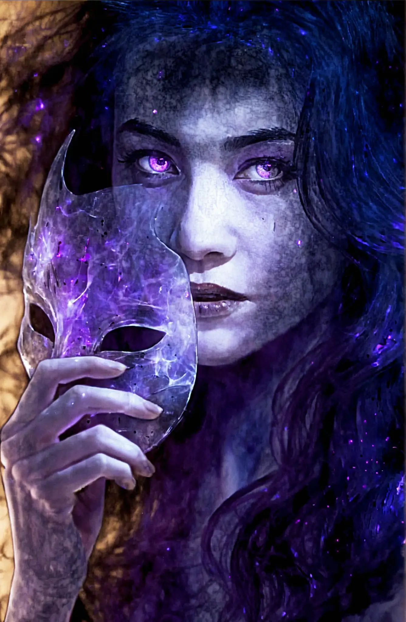 擁有發光紫色雙眼與能量面具的神祕女子