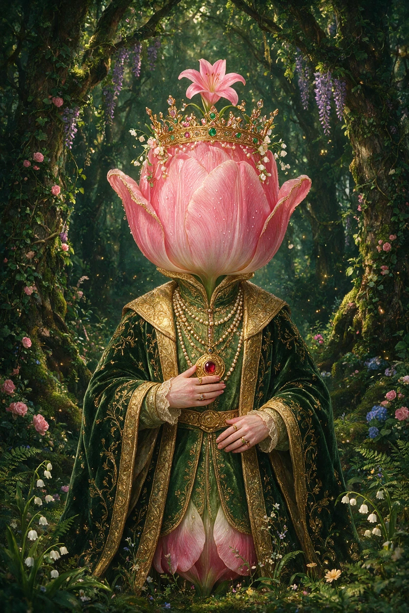 Renaissance-Porträt einer edlen humanoiden Tulpe
