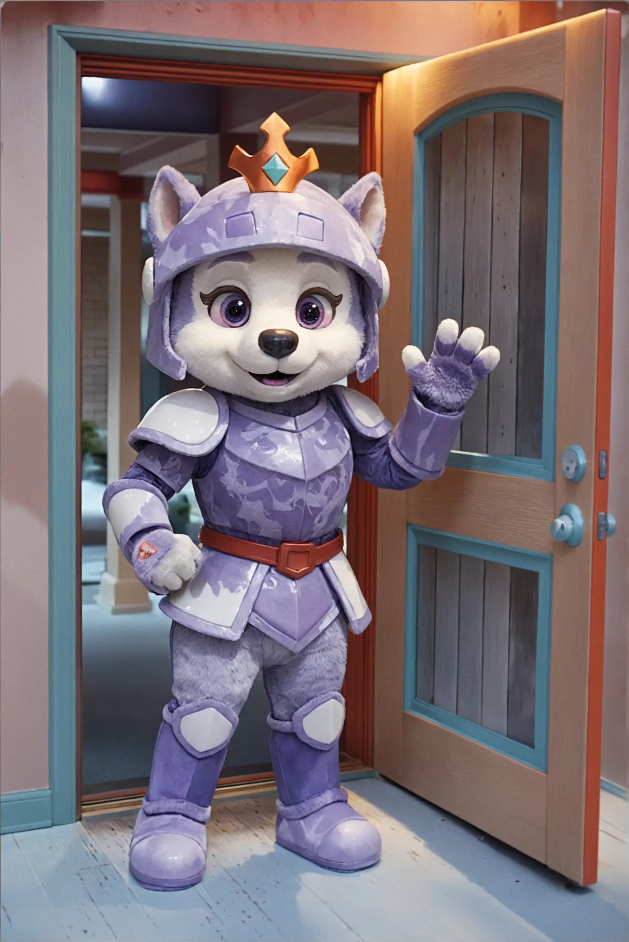 Realistic mascot character captured in a photographic style