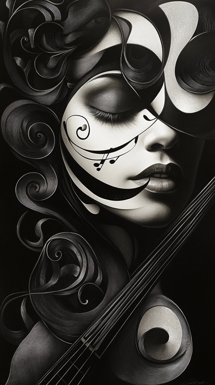 Retrato surrealista formado por violines, piano y instrumentos de viento metal