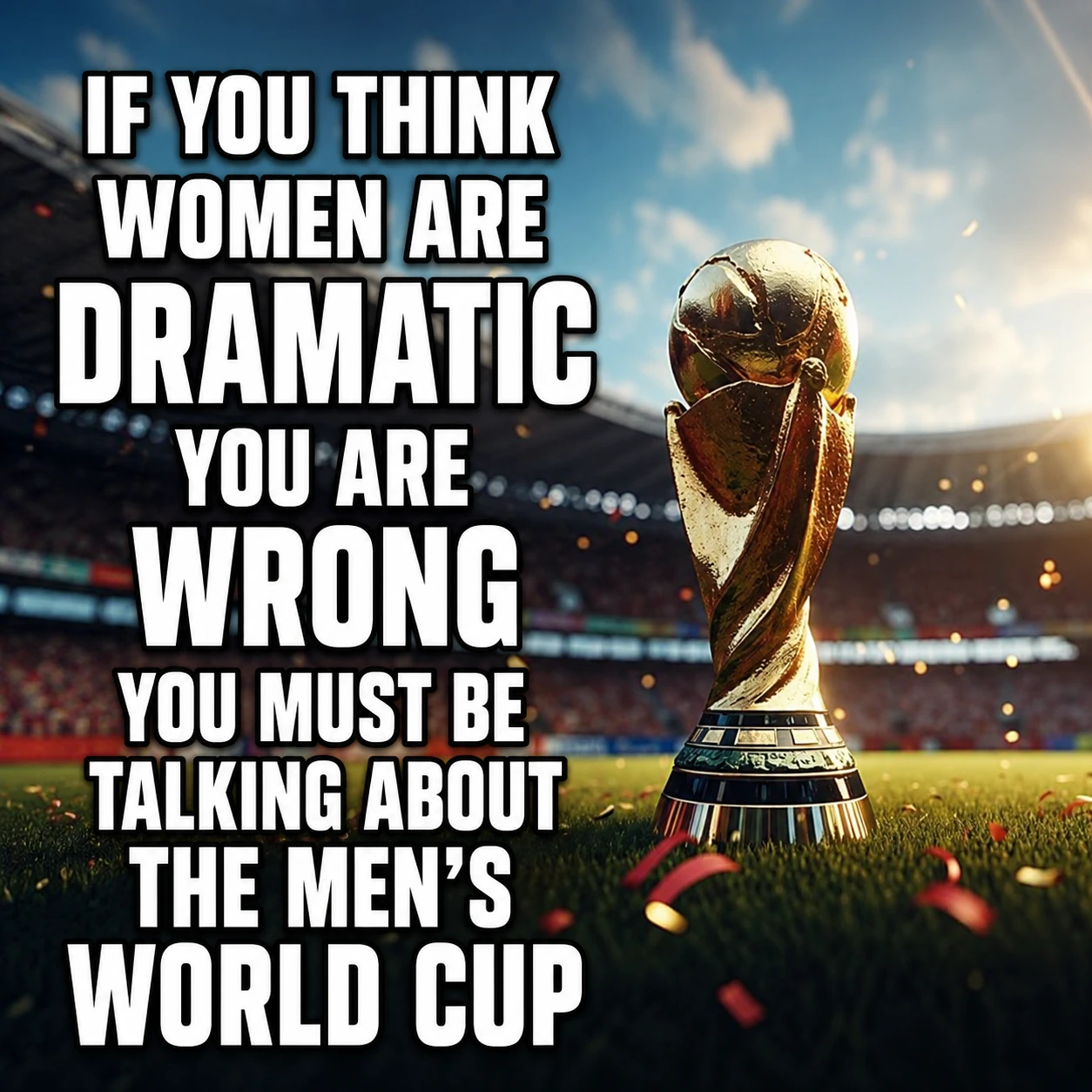 Citazione in bianco in grassetto sulle donne e i Mondiali di calcio maschili