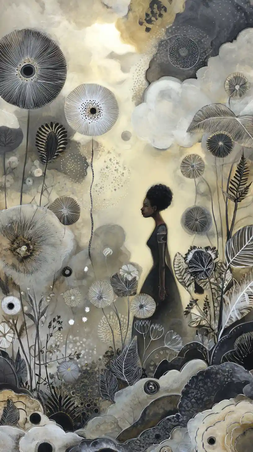 Dreamlike April vision of an introspective woman
