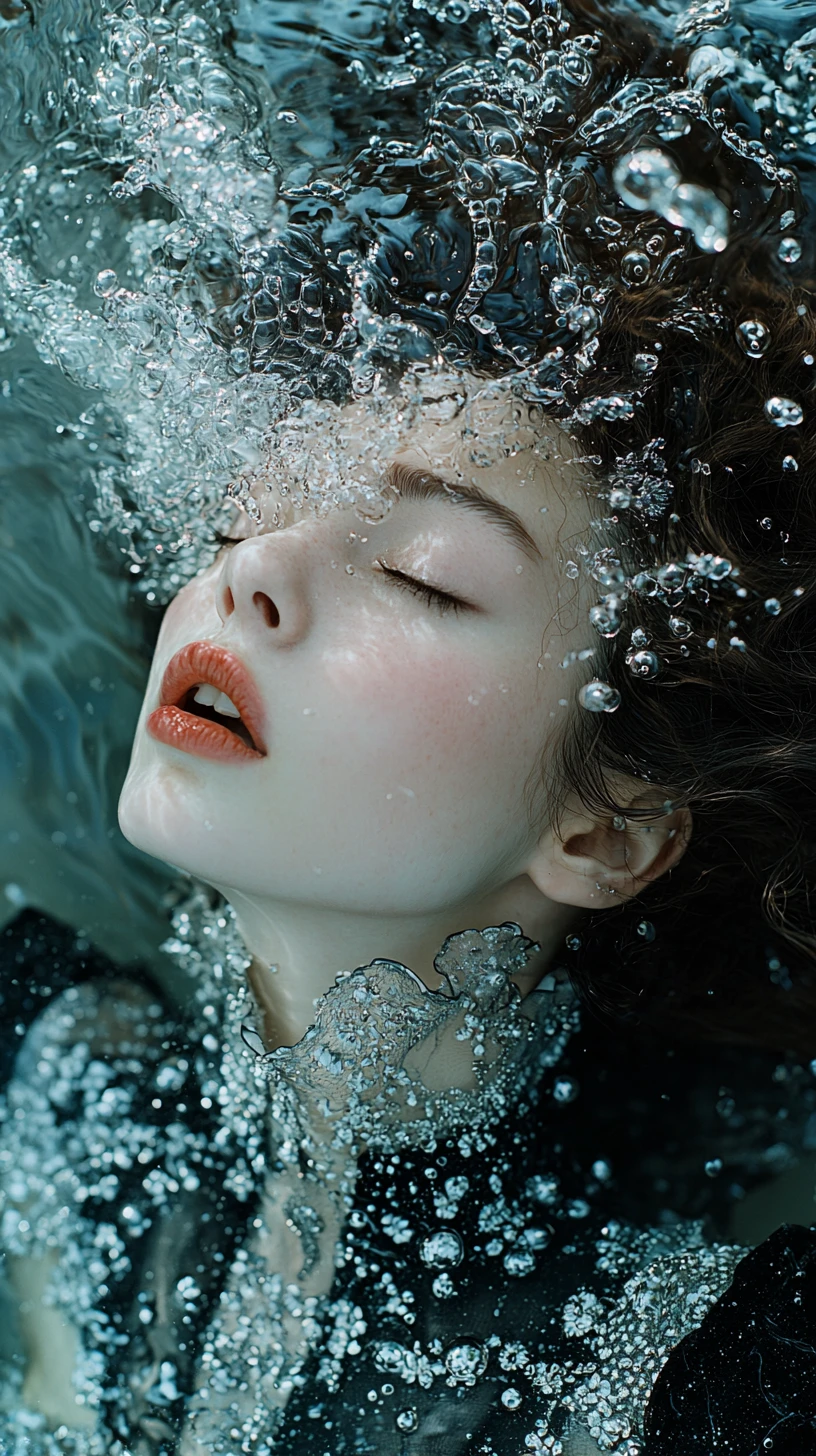 Mulher de alta moda surreal em retrato artístico de estúdio