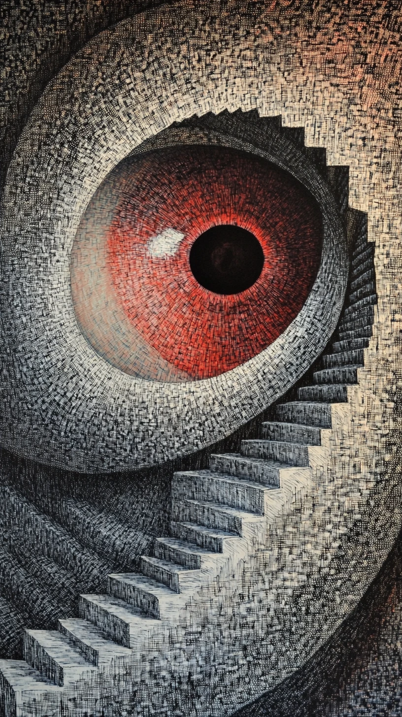 Surreale Augen-Wendeltreppe hinab ins innere Gedächtnis