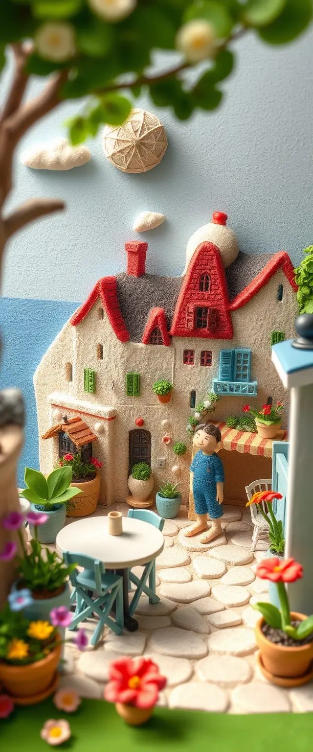 Couple français fantaisiste dans une cuisine en pâte à modeler chaleureuse