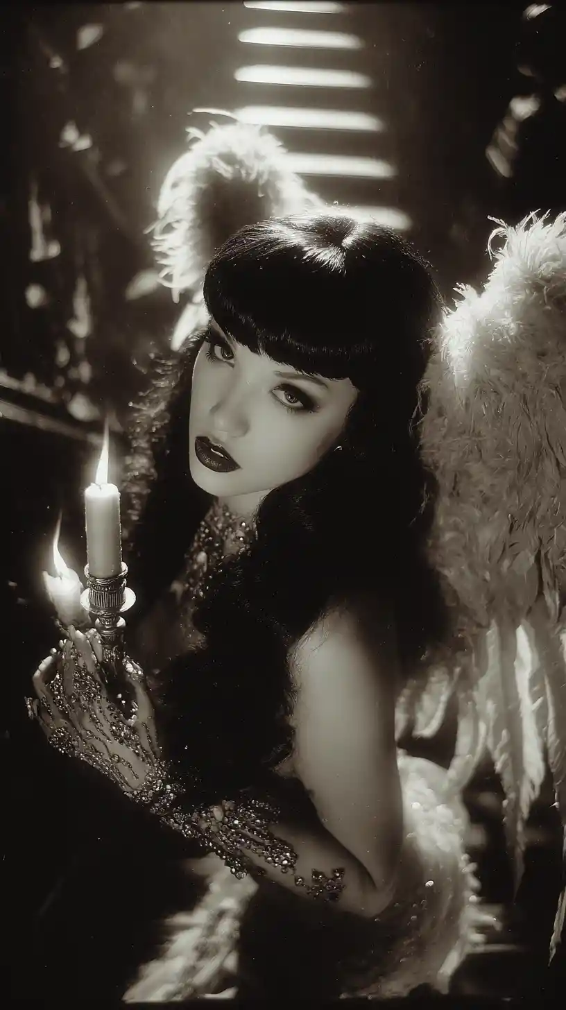 Whimsical fairy with jeweled wings and glowing candelabra