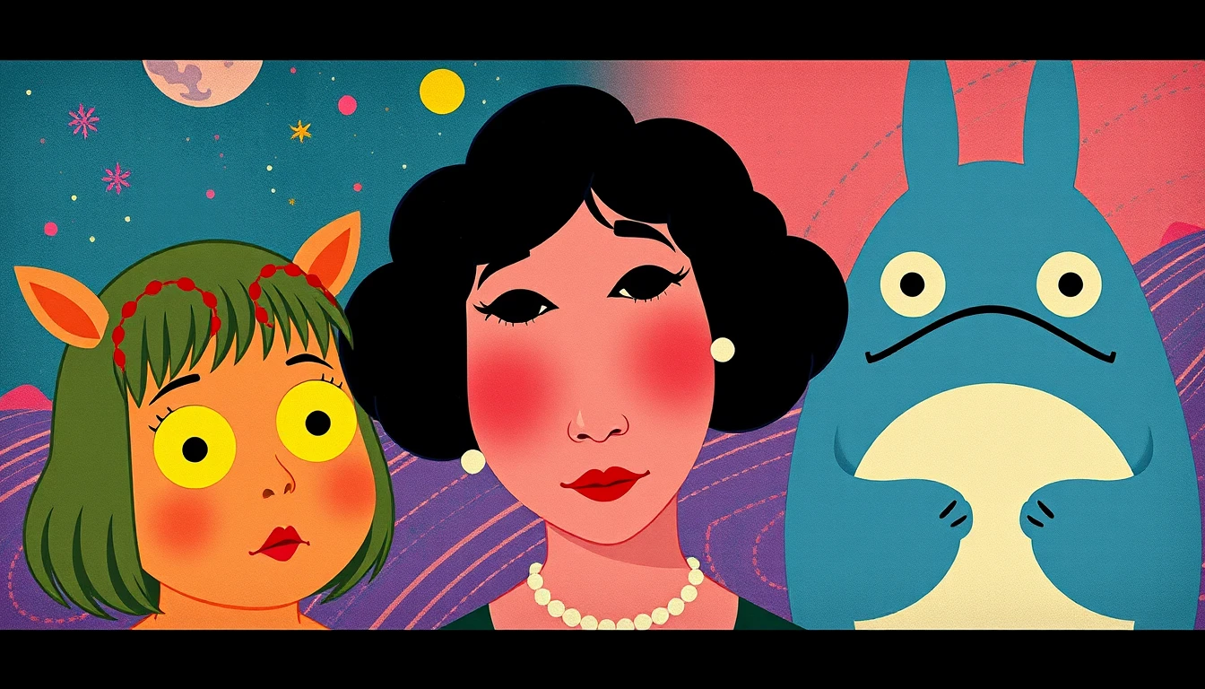 Personagens de fantasia lúdicos em ousado estilo gráfico retrô