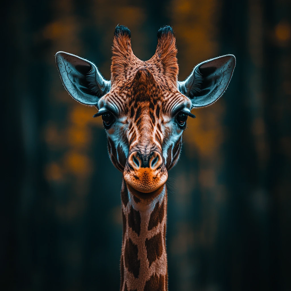 Ritratto di giraffa ultra dettagliato in fotografia naturalistica nitida